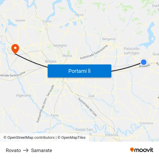 Rovato to Samarate map