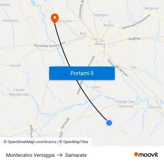 Montecalvo Versiggia to Samarate map
