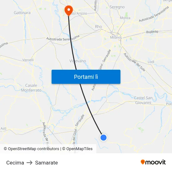 Cecima to Samarate map