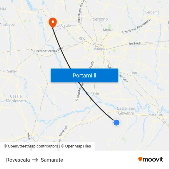 Rovescala to Samarate map