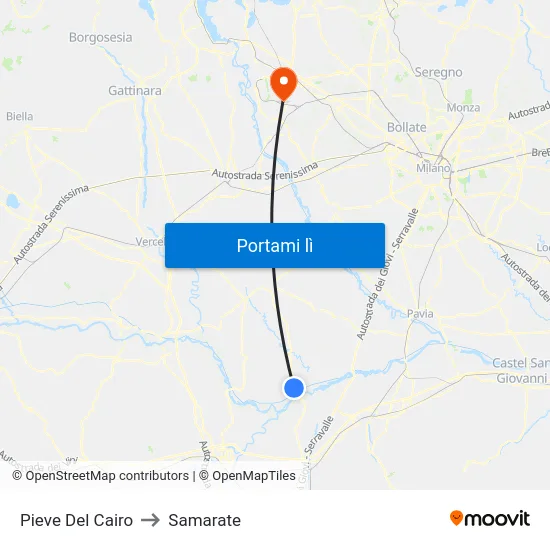 Pieve Del Cairo to Samarate map