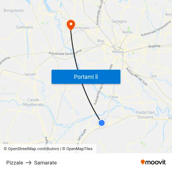 Pizzale to Samarate map