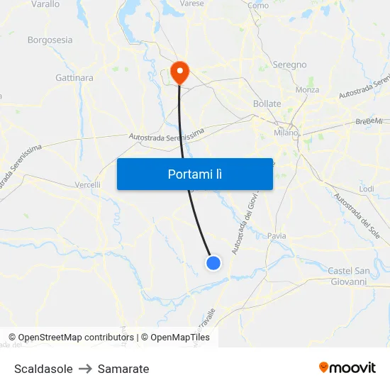 Scaldasole to Samarate map