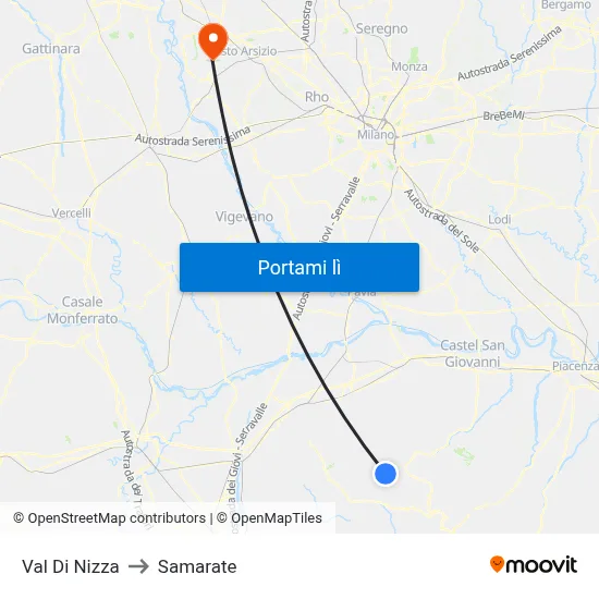 Val Di Nizza to Samarate map