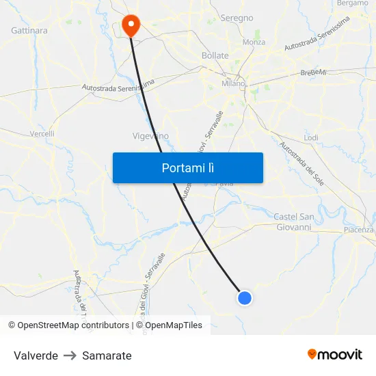Valverde to Samarate map