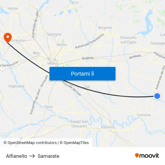 Alfianello to Samarate map