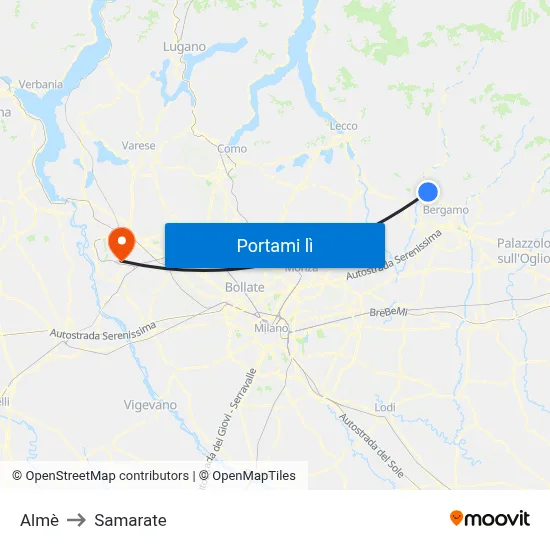 Almè to Samarate map