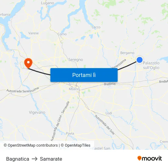Bagnatica to Samarate map