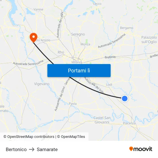 Bertonico to Samarate map