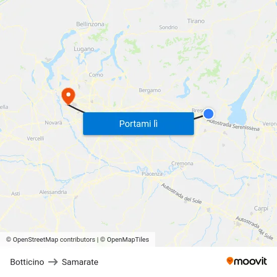 Botticino to Samarate map