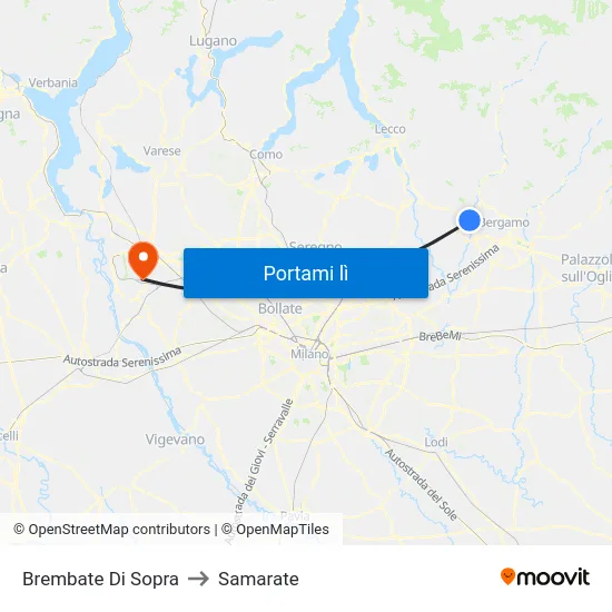 Brembate Di Sopra to Samarate map