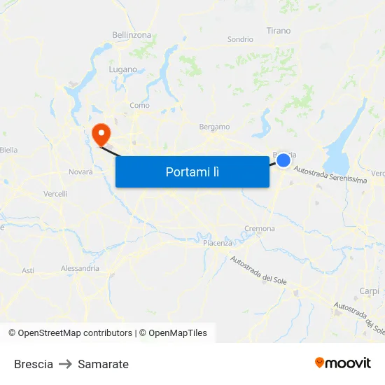 Brescia to Samarate map