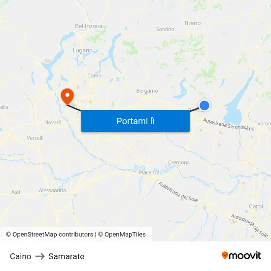 Caino to Samarate map
