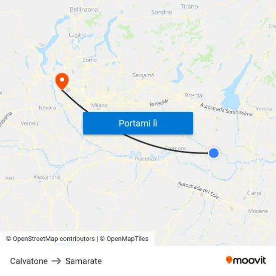 Calvatone to Samarate map