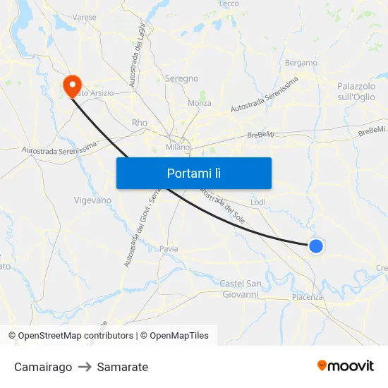 Camairago to Samarate map