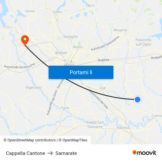 Cappella Cantone to Samarate map