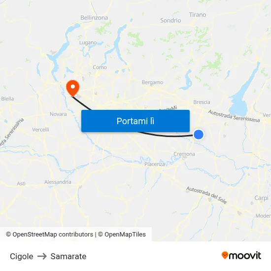 Cigole to Samarate map