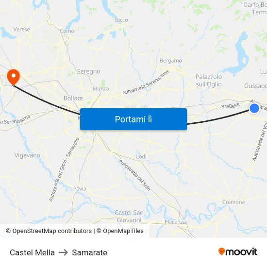 Castel Mella to Samarate map