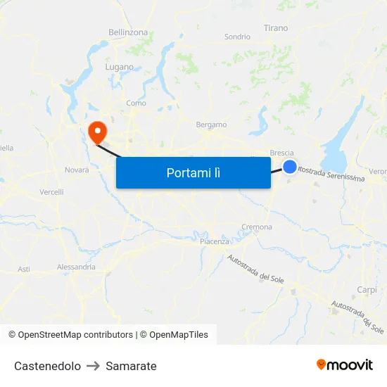 Castenedolo to Samarate map