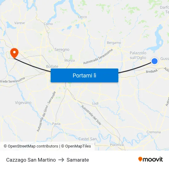 Cazzago San Martino to Samarate map