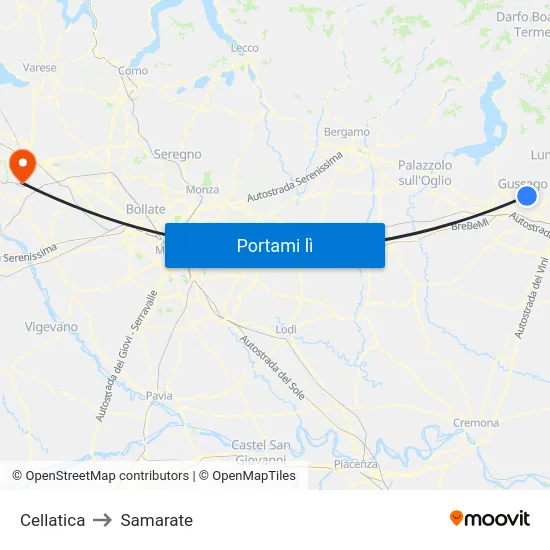 Cellatica to Samarate map