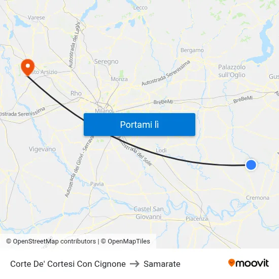 Corte De' Cortesi Con Cignone to Samarate map