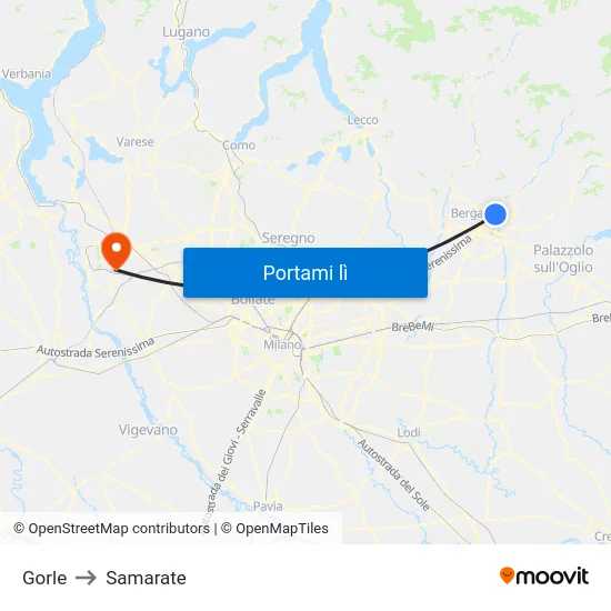 Gorle to Samarate map