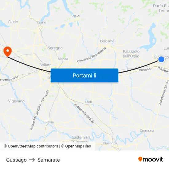Gussago to Samarate map