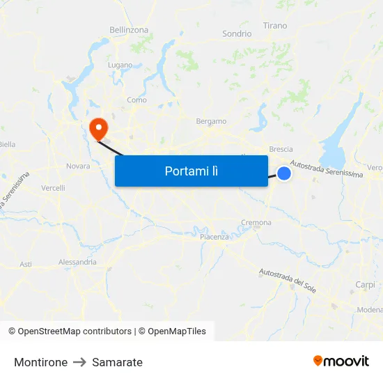 Montirone to Samarate map