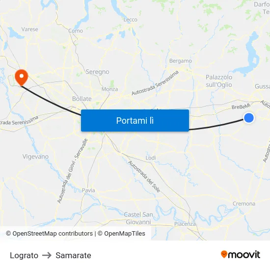 Lograto to Samarate map