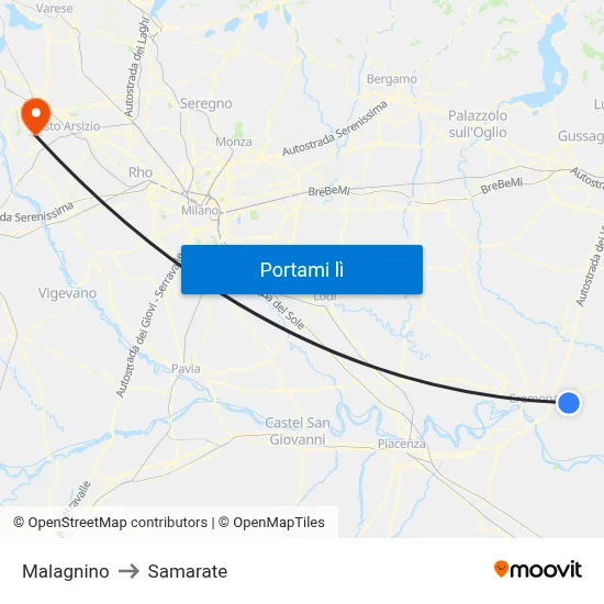Malagnino to Samarate map