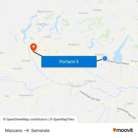 Mazzano to Samarate map