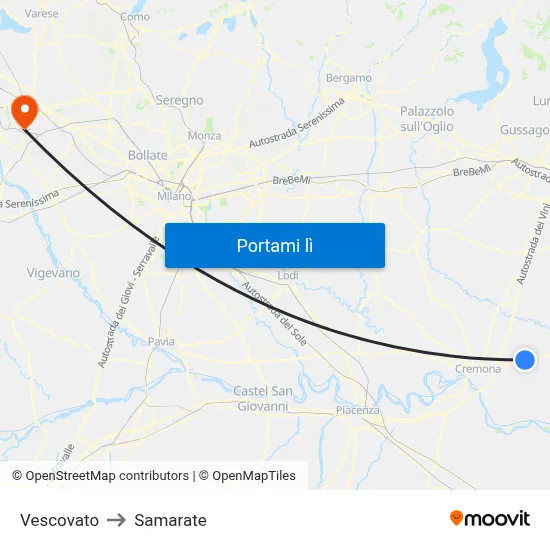 Vescovato to Samarate map