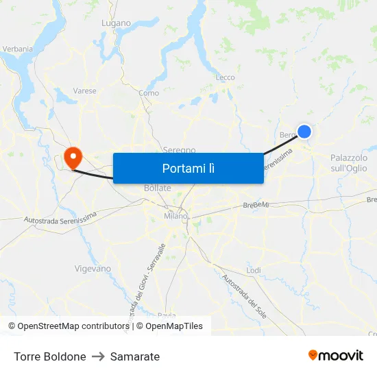 Torre Boldone to Samarate map