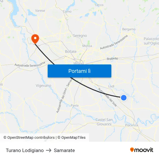 Turano Lodigiano to Samarate map
