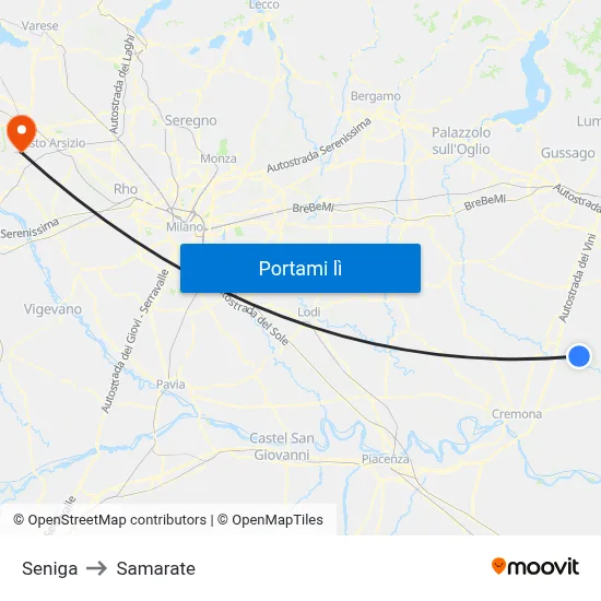 Seniga to Samarate map