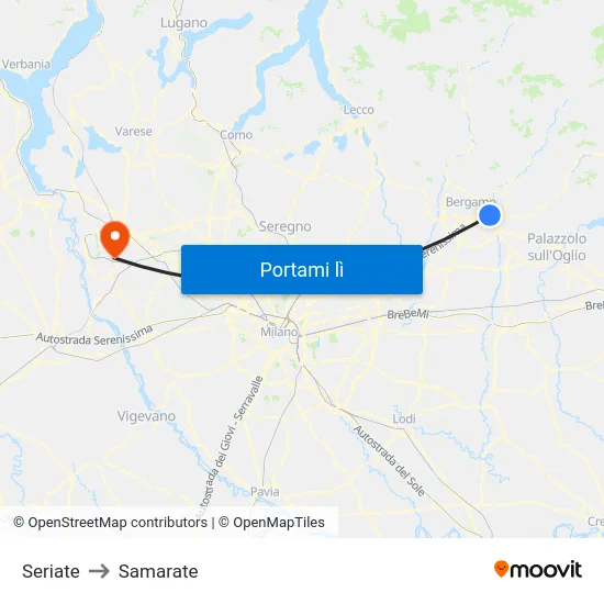 Seriate to Samarate map