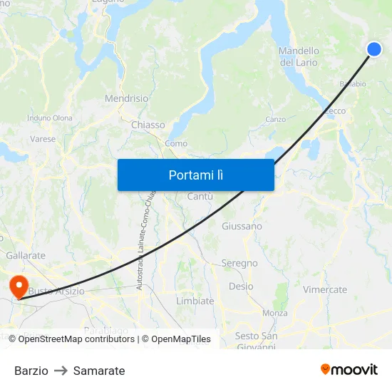 Barzio to Samarate map