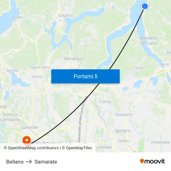 Bellano to Samarate map