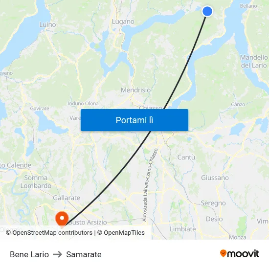 Bene Lario to Samarate map