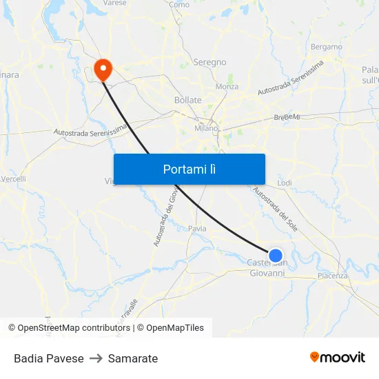 Badia Pavese to Samarate map