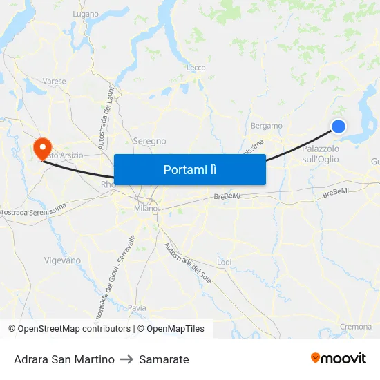 Adrara San Martino to Samarate map