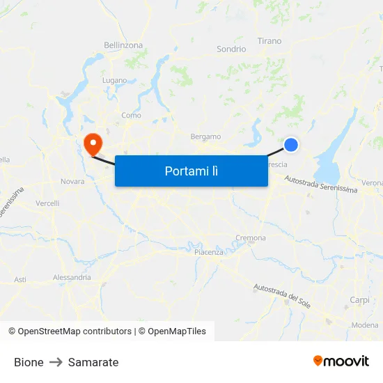 Bione to Samarate map