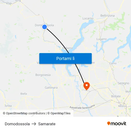 Domodossola to Samarate map