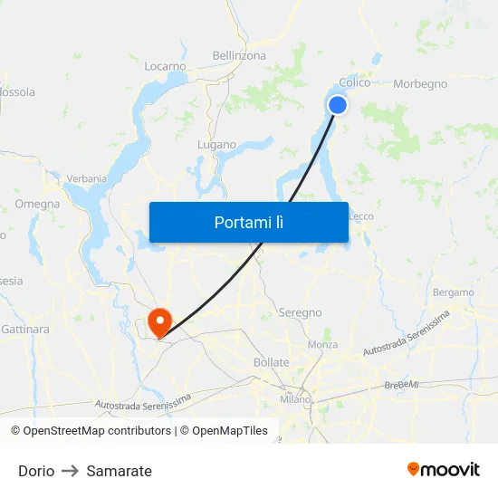 Dorio to Samarate map