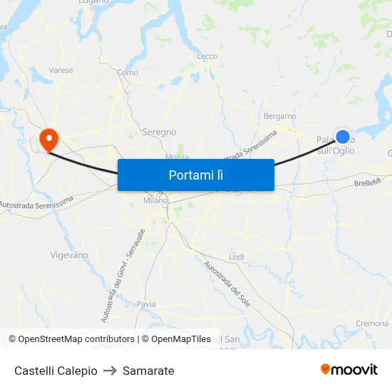 Castelli Calepio to Samarate map