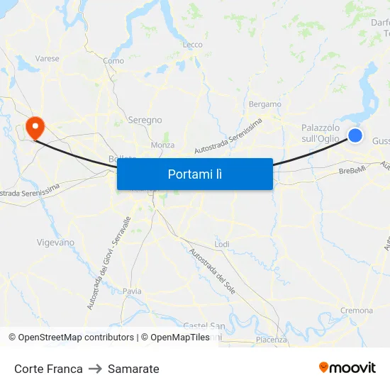 Corte Franca to Samarate map
