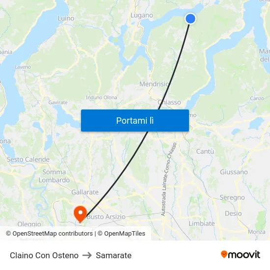 Claino Con Osteno to Samarate map