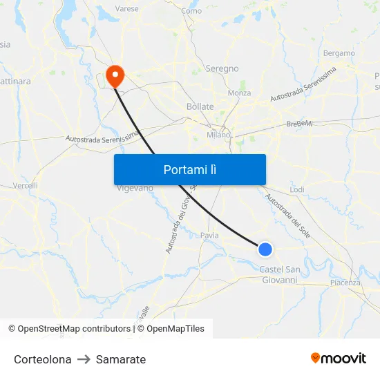 Corteolona to Samarate map