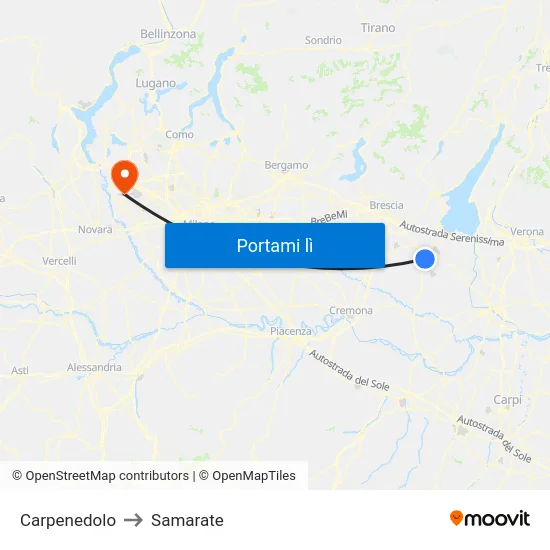Carpenedolo to Samarate map